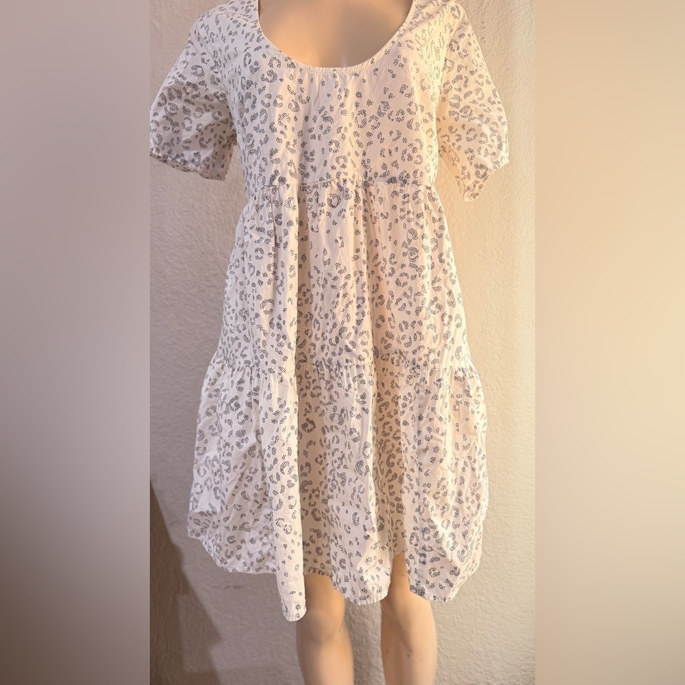 A New Day Women’s White Animal Print Scoop Neck Pockets Light bohemian Dress Med - Picture 4 of 11